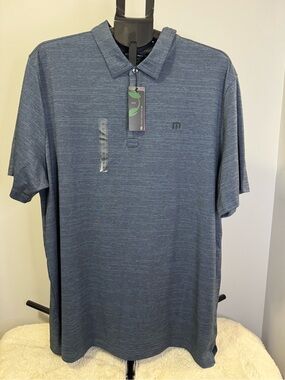 Travis Mathew Heathered Navy Polo